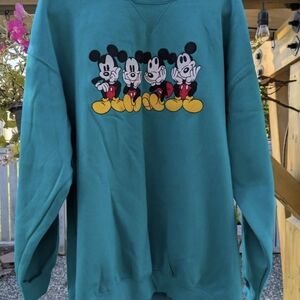 Vintage Mickey Mouse Sweater Adult XLarge Aqua The Disney Catalog Embroidered